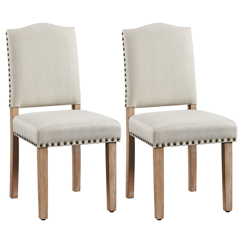 50.5cm H Rubberwood Leg Upholstered Side Chair, Beige Foam