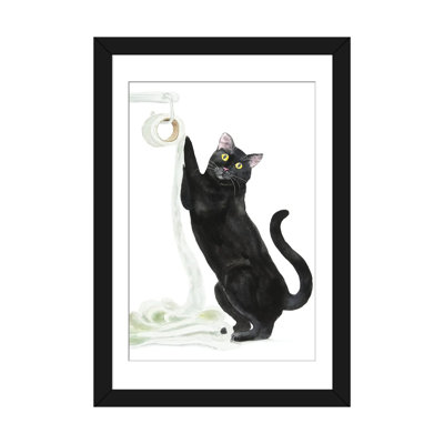 Chat noir et papier hygiénique par Alexey Dmitetchich Shmyrov - reproduction