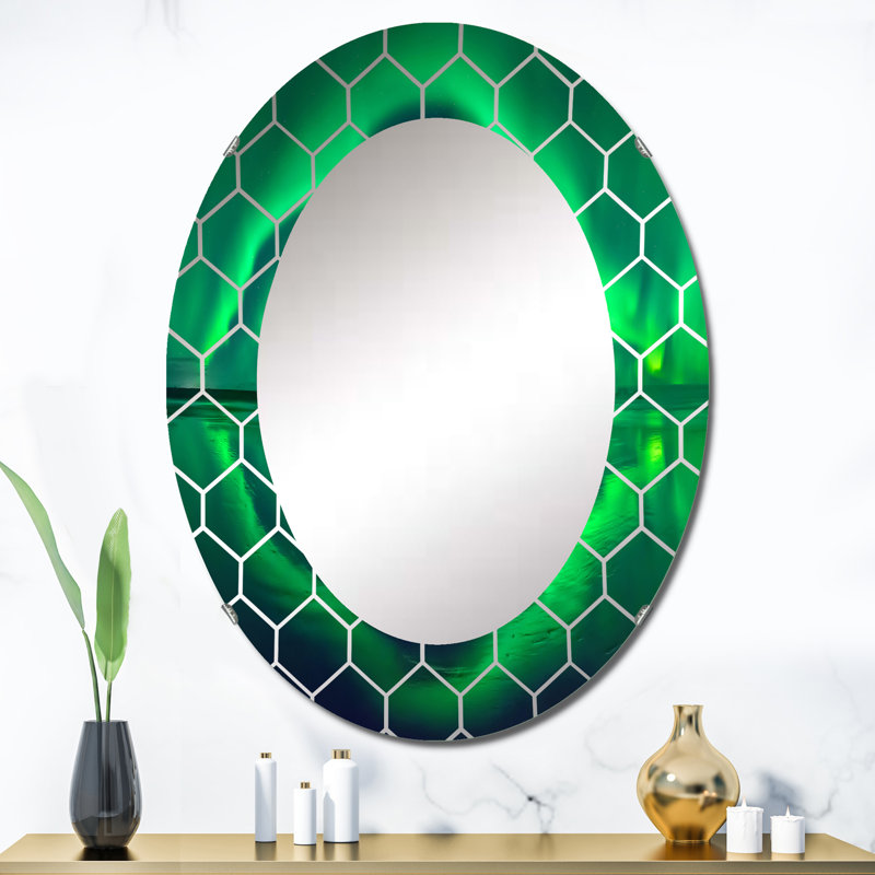 Green Aurora Northern Light - Miroir mural nautique et côtier, 36 po x 24 po