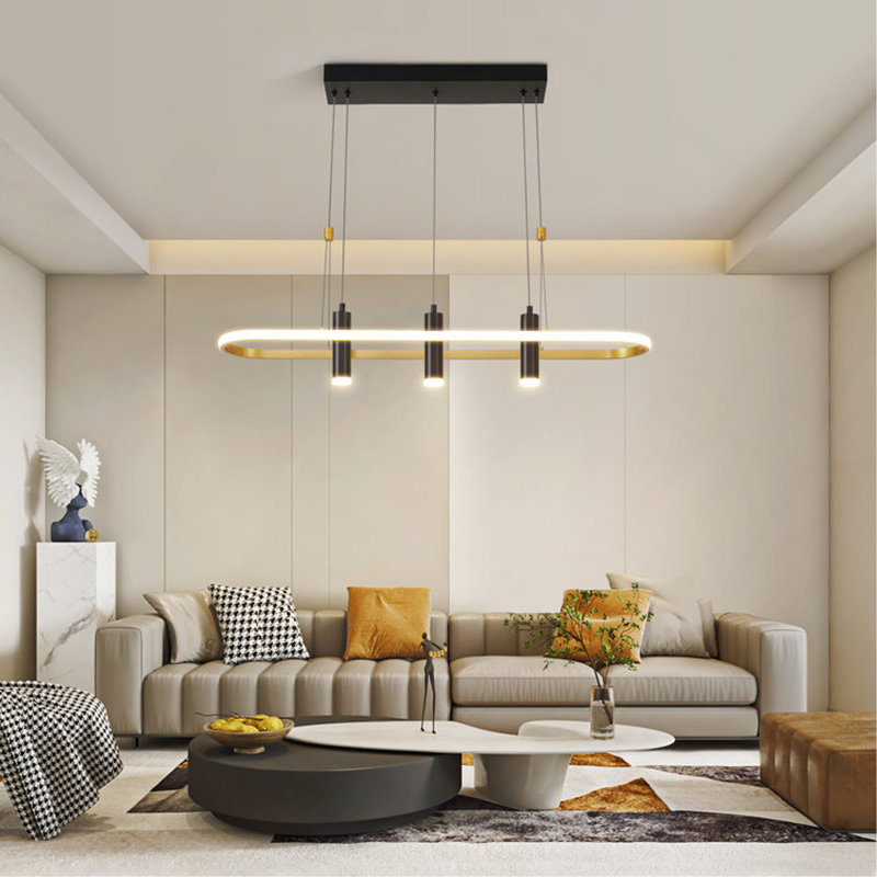 Luminaire suspendu à 4 lumières DEL Javeriah noir / doré à intensité variable [sans ampoule]