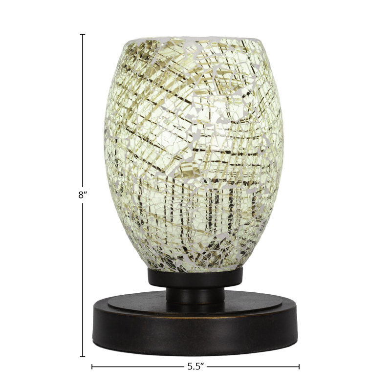 Lampe d'appoint Lannah montrée en finition granit foncé avec verre de fusion naturel de 5 po
