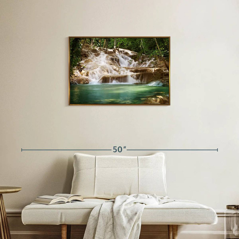 Dunn's River Falls, Cadre flottant doré, 31 po x 21 po