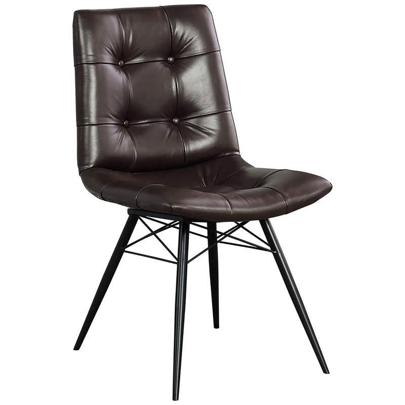 Chaises de salle à manger à dossier brun (4) - Moderne de style Mid-Century avec base à pieds bronze industriel (4)