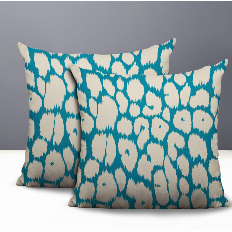 Oreiller réversible Clio Zebra, 18x18, Turquoise