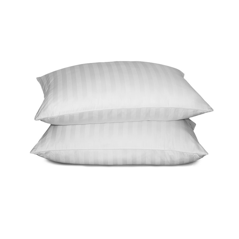 Jumbo White Cotton Damask Stripe Down Pillow
