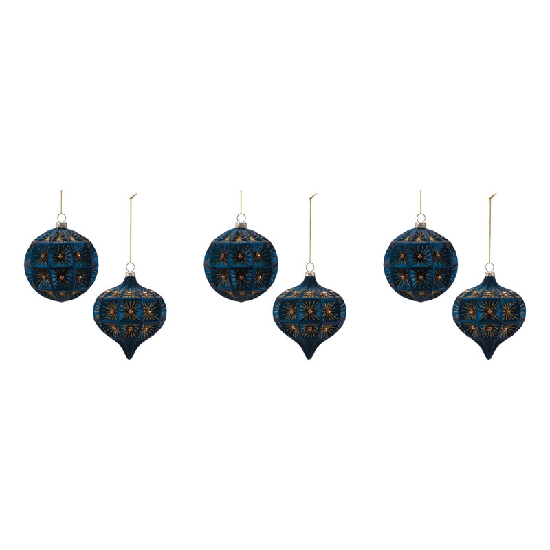 Ornements ronds en verre (ensemble de 6)