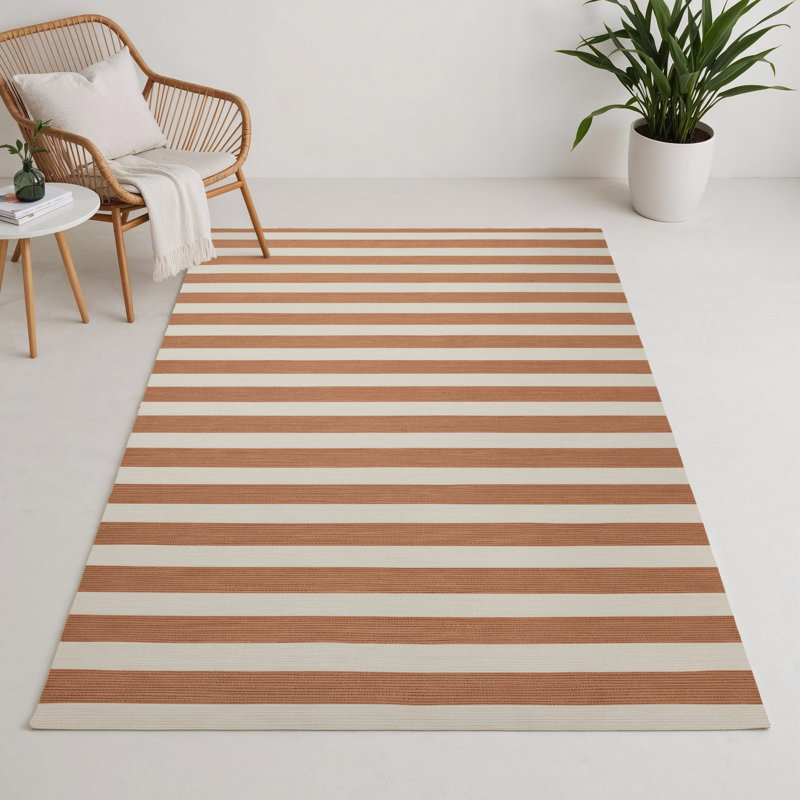 HorizontalStripes Beige Indoor and Outdoor Area Rug, Rectangle 9' x 12'