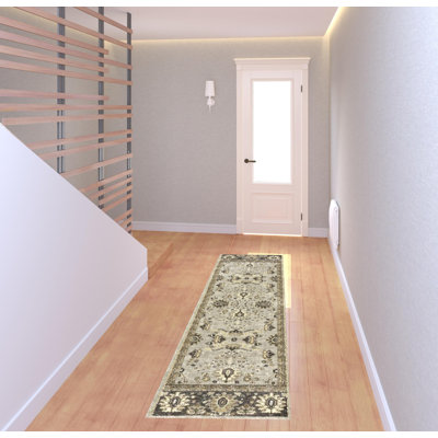 Tapis gris / beige tissé à la machine Caryll