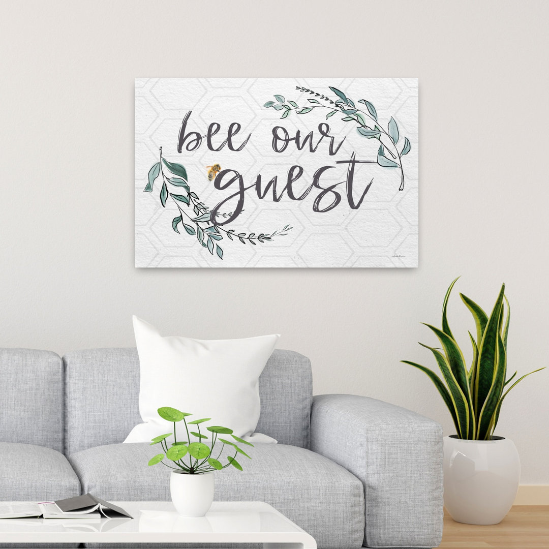 Bee Our Guest Whimsical Contemporary Bee Spring Wall Art Print