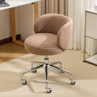 Teddy Fleece Office Chair Swivel Desk Chair With Adjustable Height For Office Workspace by Ebern Designs