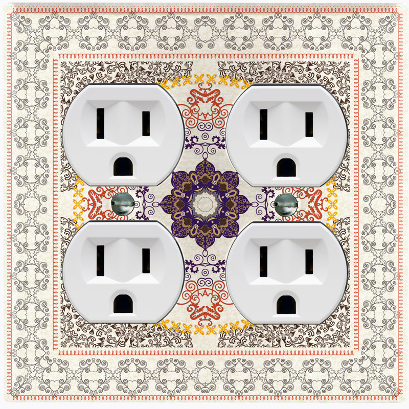 Patterned 2 - Gang Toggle Light Switch Standard Wall Plate, Tan