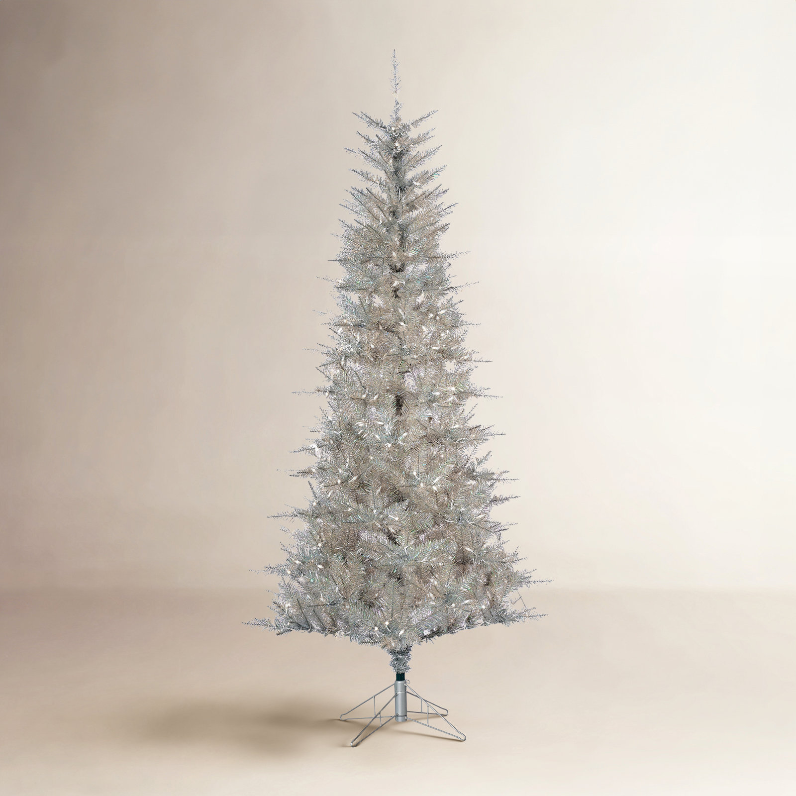 Levion Silver 7.5' Pre-Lit Pine Christmas Tree