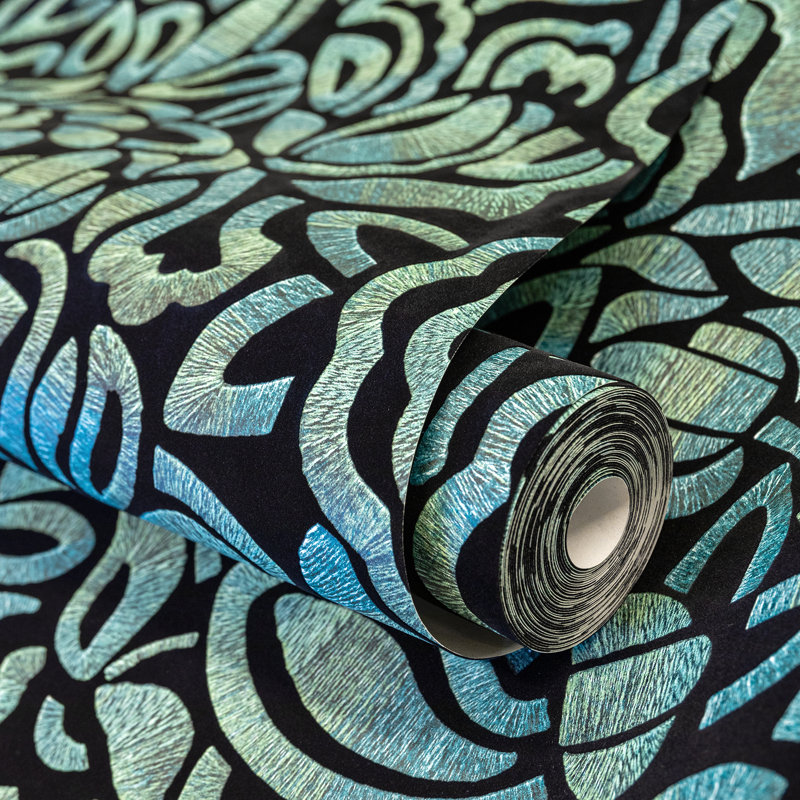 Rouleau de papier peint Lana, Bleu marine / Noir