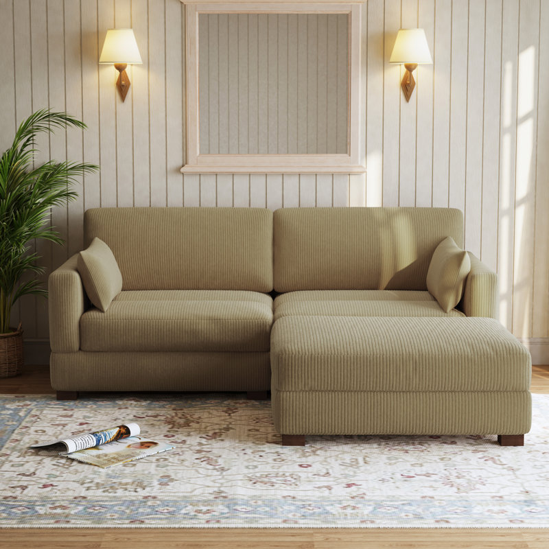 3 Seater Corduroy Corner Sofa , Camel Corduroy