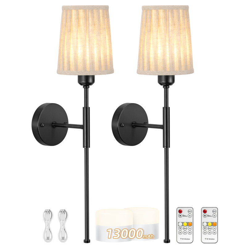 Battery Operated Wall Sconce, White, Matte Black