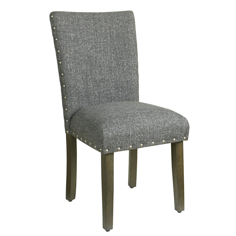 Chaise rembourrée en lin Saxis, Gris ardoise