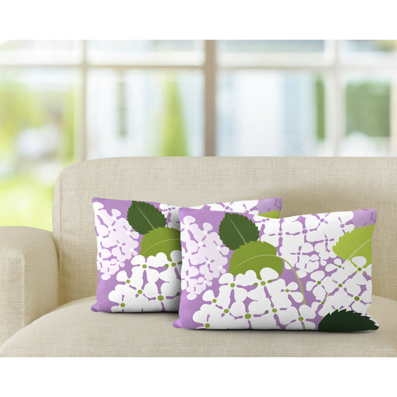 Floral Outdoor Reversible Throw Pillow, Purple