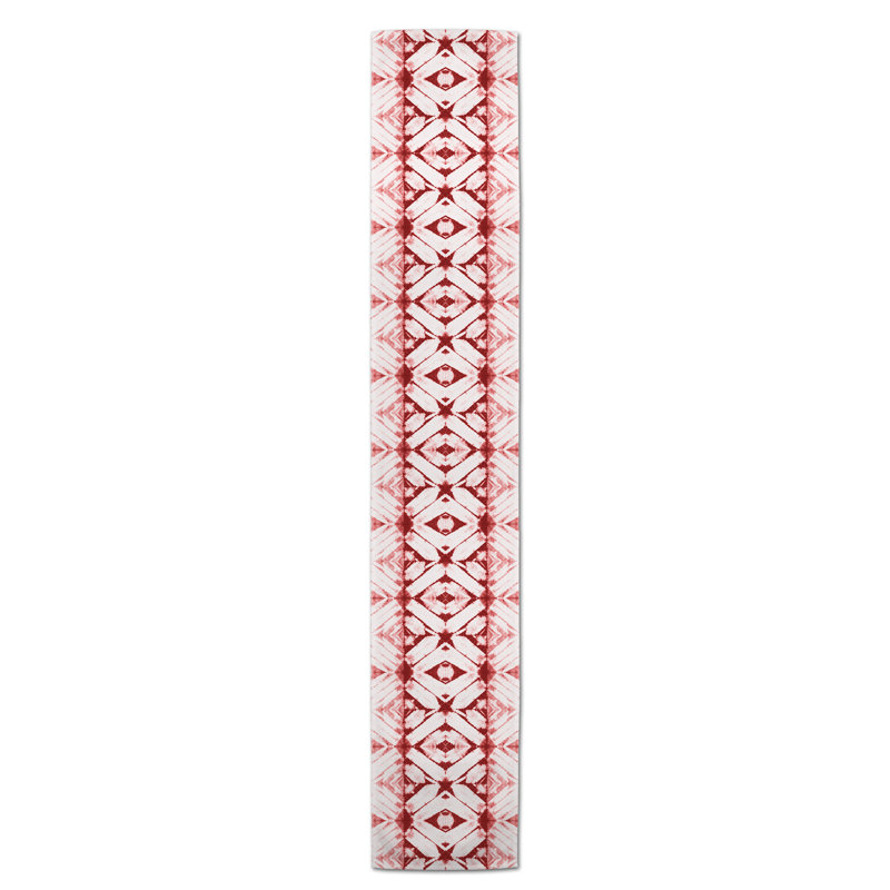 Chemin de table Maghull Diamond Shibori, 90 po x 16 po, Rouge