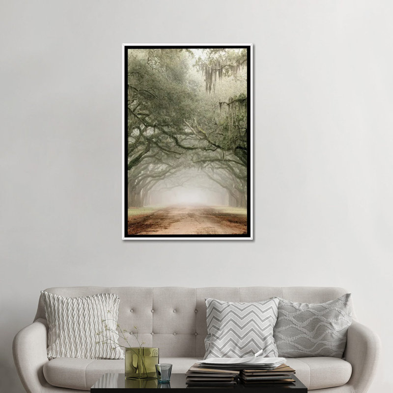 Plantation Drive, White Floater Framed Canvas, 48" H x 32" W x 1.5" D