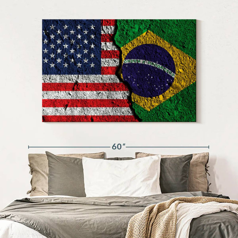 Drapeau du Brésil fissuré, H 34 po x l 51 po