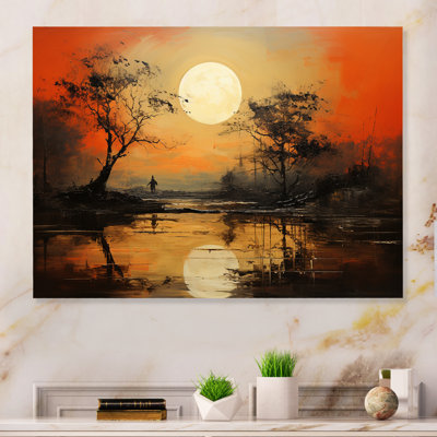 Lune sur tangerine Twilight Landscape I - Moon