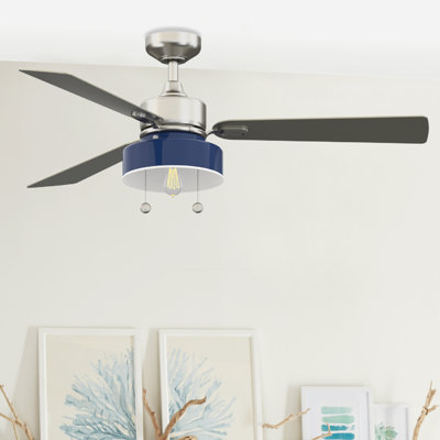 Ventilateur de plafond d'intérieur 52 po avec ampoule DEL - Nickel brossé avec pales grises