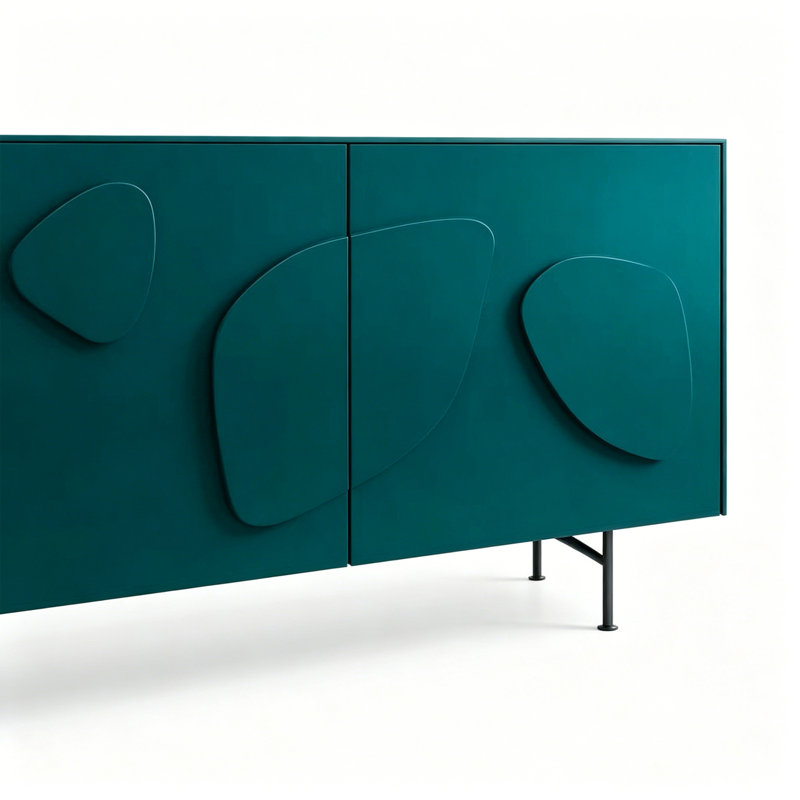 Modern irregular pattern side cabinet, Black/Teal