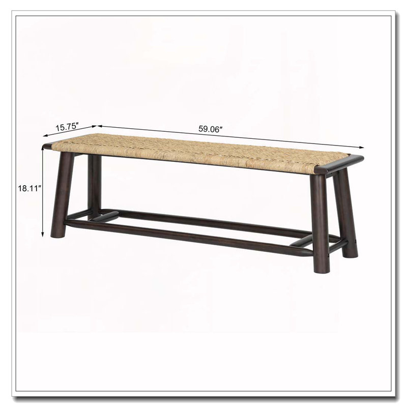 Banc en rotin de bois massif, Noyer