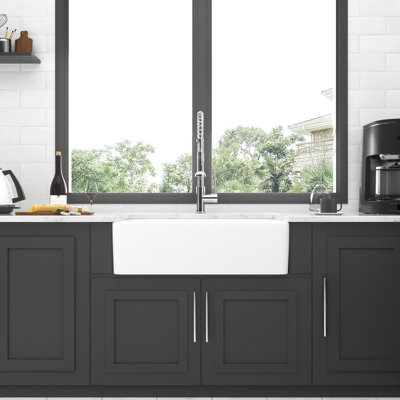 33" White Sink - Ceramic Construction, Deep Basin For Kitchen, Resists Scratches And Stains, Effortless Cleaning, Comes With 304 Stainless Steel Dish Grid Basket Filter White, Single Bowl , To Chips
