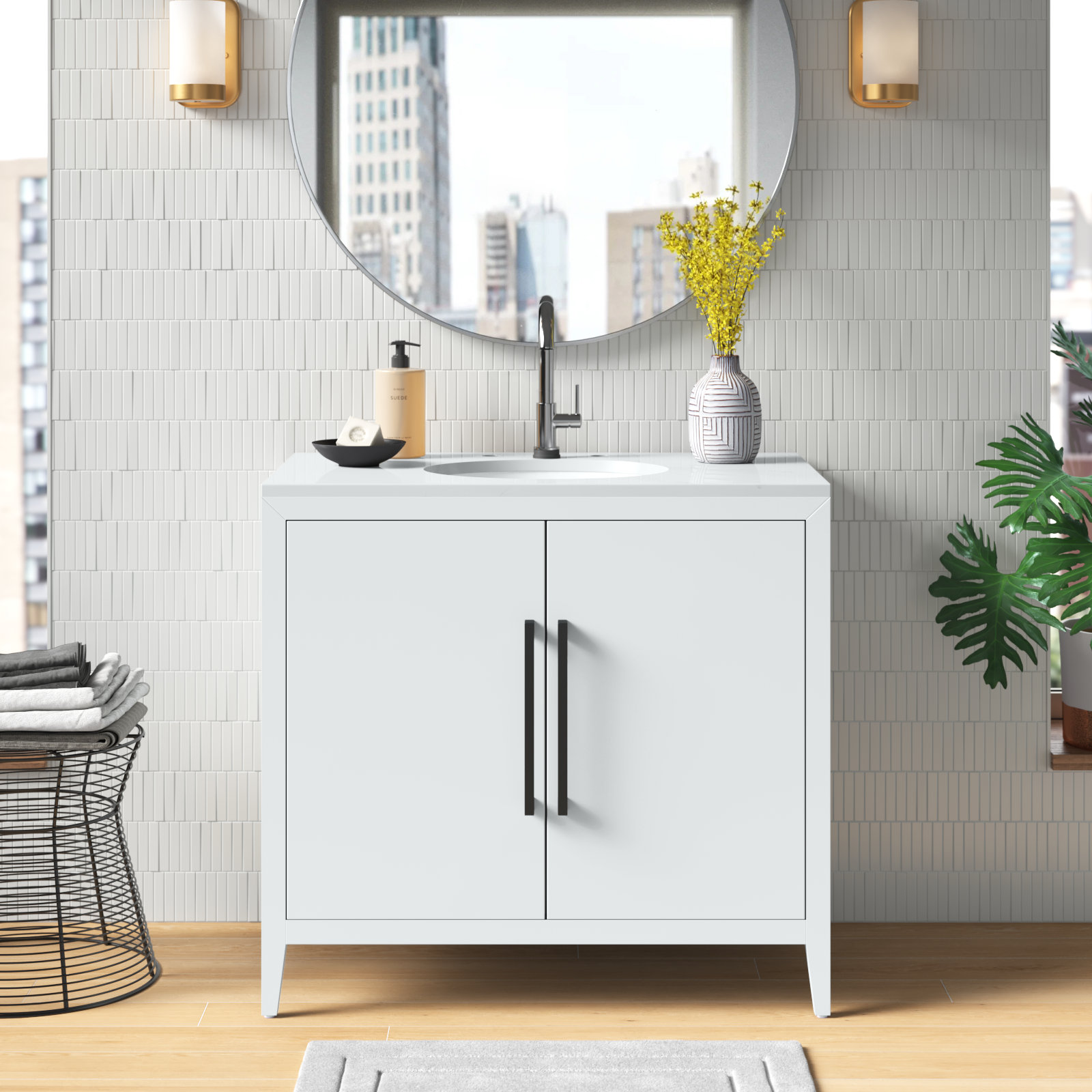 Mercury Row® Alsup 36'' Free Standing Single Bathroom Vanity with Quartz Top & Reviews Wayfair