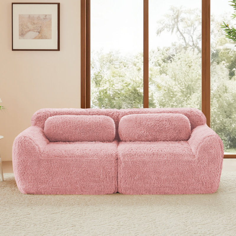 Canapés modulaires moelleux, rose, design confortable pour le salon