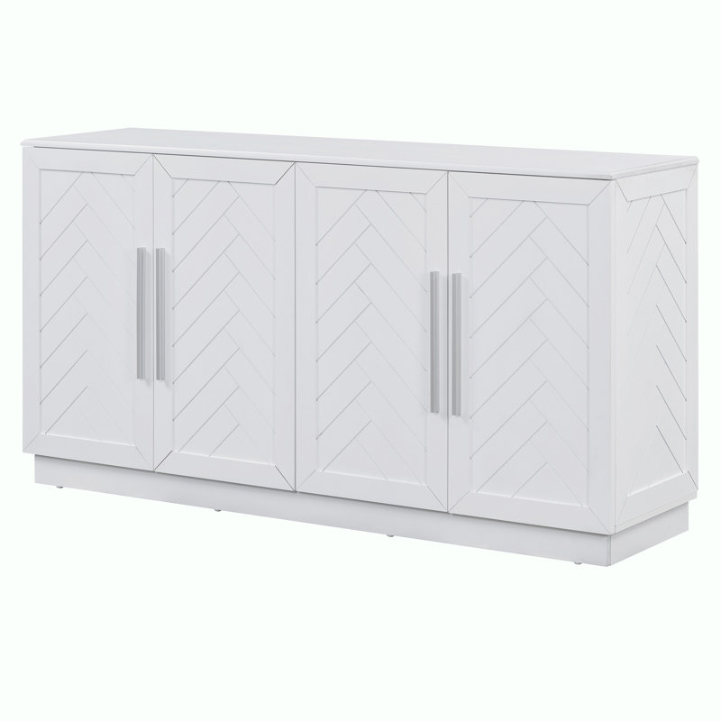 White Wood Console Table with Adjustable Storage Shelves
