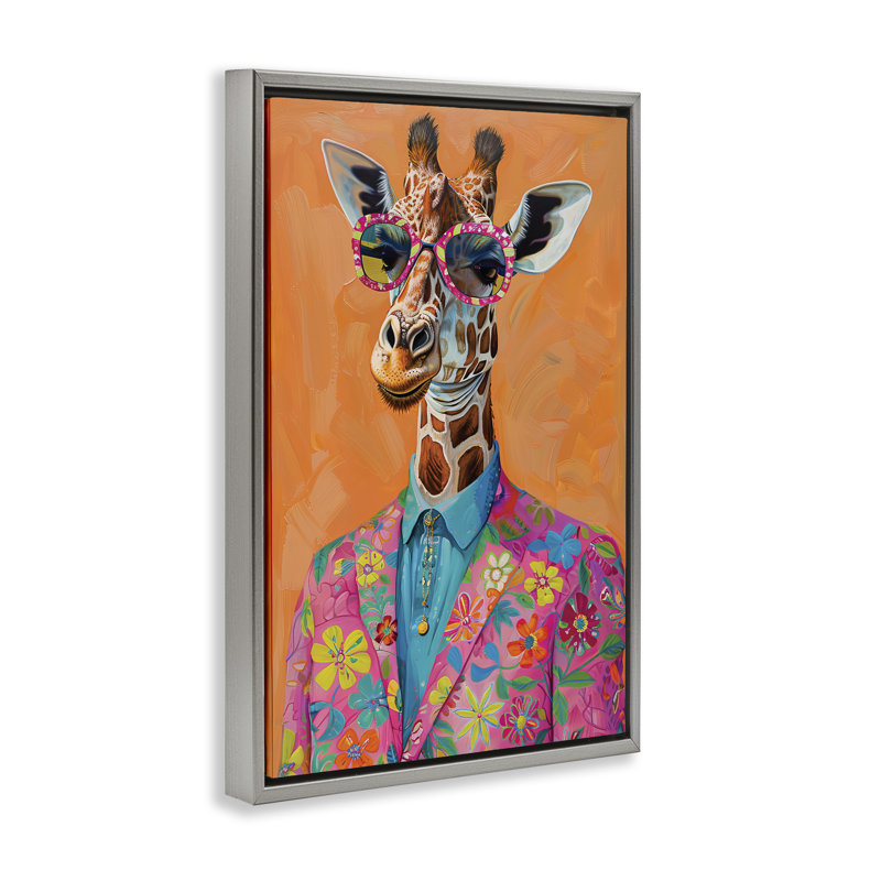 Girafe lumineuse et tendance dans un cadre flottant en costume, design par LSR Design Studio, Cadre flottant gris lustré