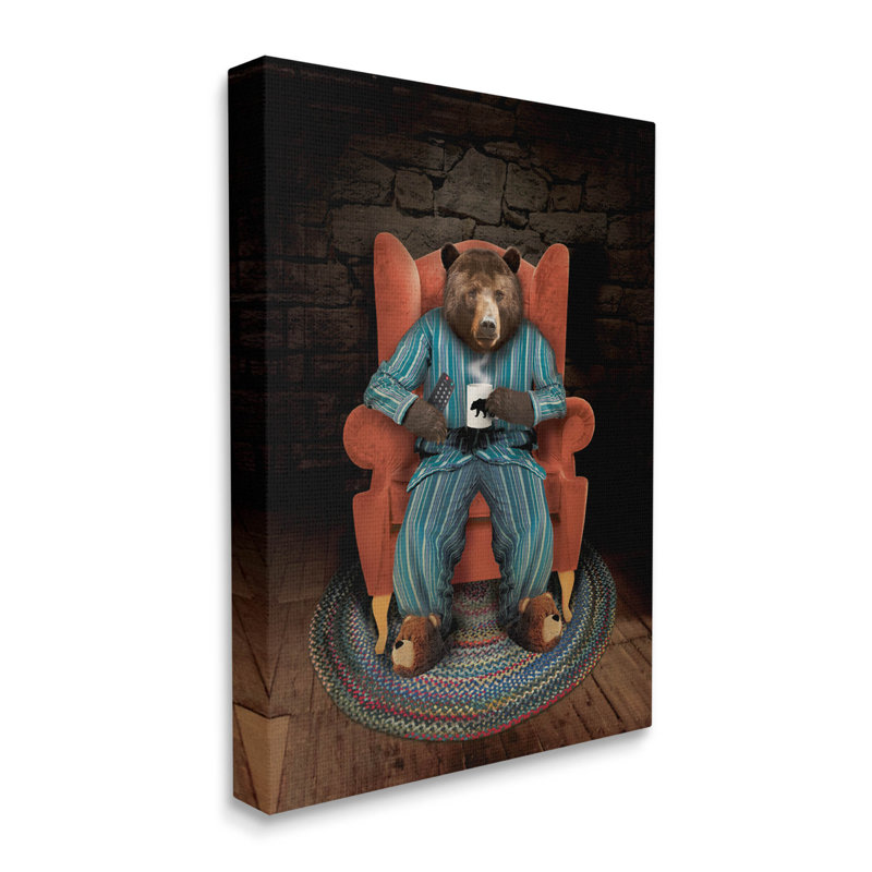 «Bed Time Bear Relaxing Portrait» par John Hovenstine, H 20 po x l 16 po x P 1,5 po