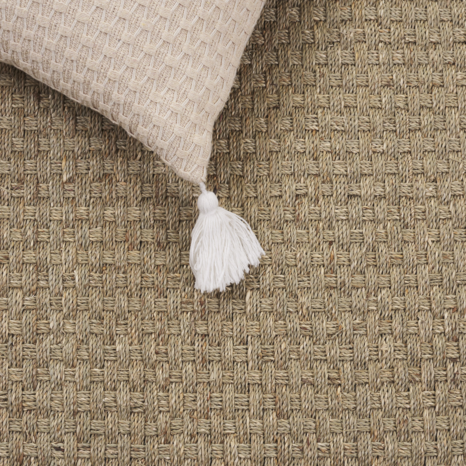 Dollard Natural Ivory Seagrass Rug, Round 6'
