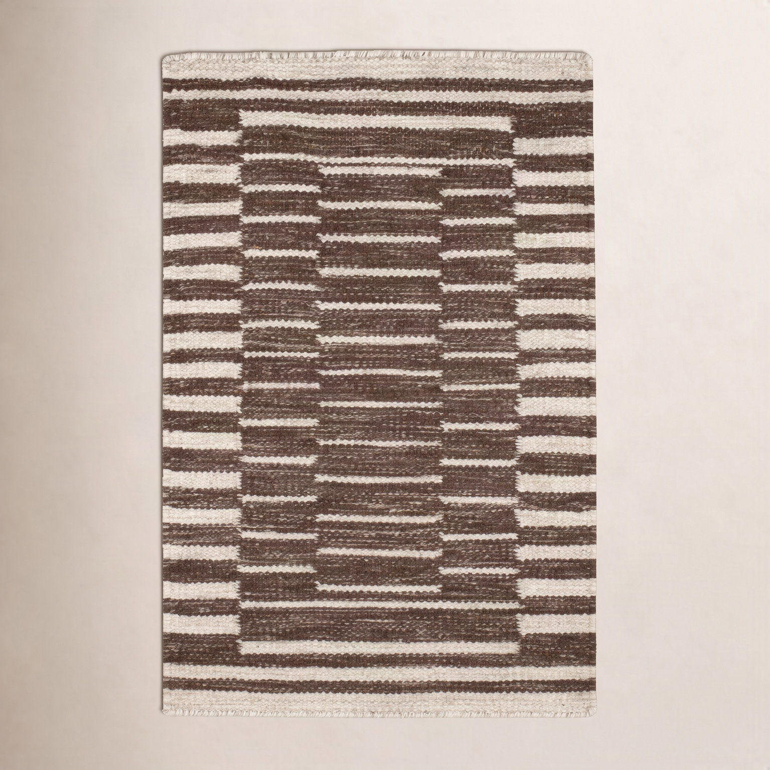 Heights Natural Hand-Woven Geometric Wool Rug, Rectangle 9'6" x 13'6"