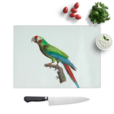 Glass Great Military Macaw Parrot by F. Levaillant Chopping Board