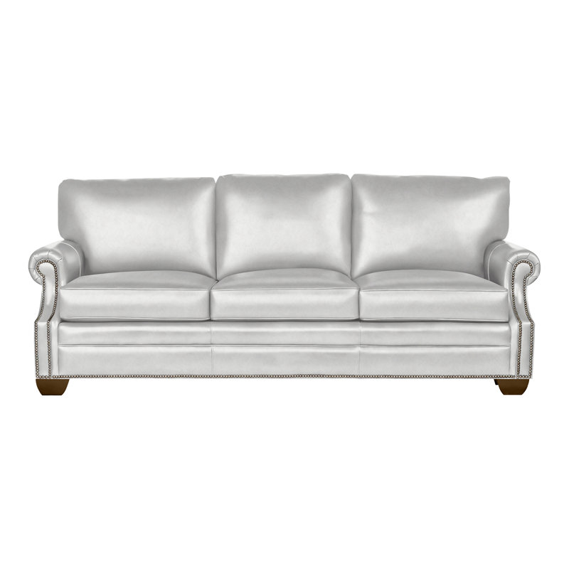 Canapé Gutherly, Oui, Cuir véritable gris tourterelle Saloon, Navajo