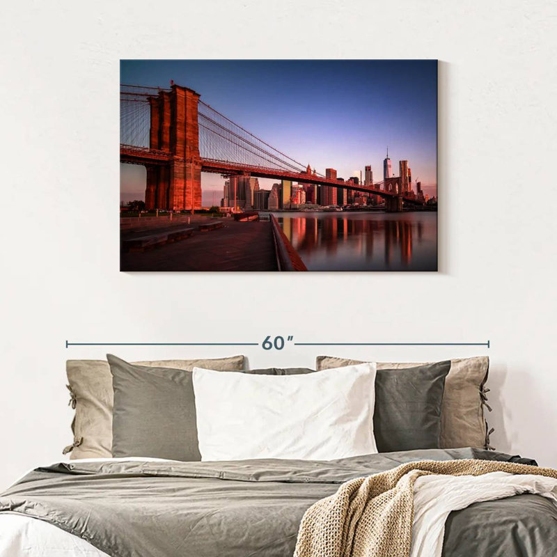 Lilie Brooklyn Bridge au lever du soleil, H 30 po x l 45 po
