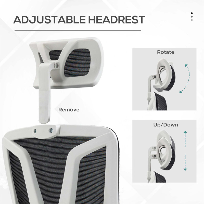 High Back Home Office Chair, Fabric Computer Desk Chair With Adjustable Headrest, Lumbar Support, Armrest, Foot Rest, Reclining Back