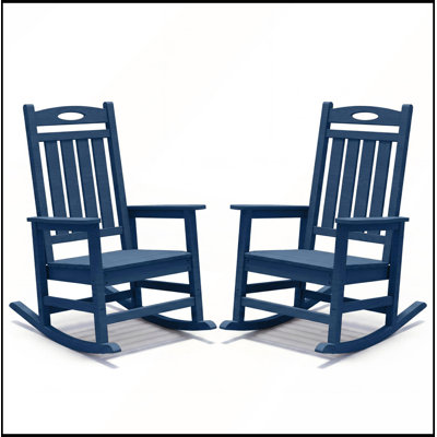 Set of 2 Oversized HDPE Outdoor Rocking Chair Set for Patio, Porch, and Garden Use