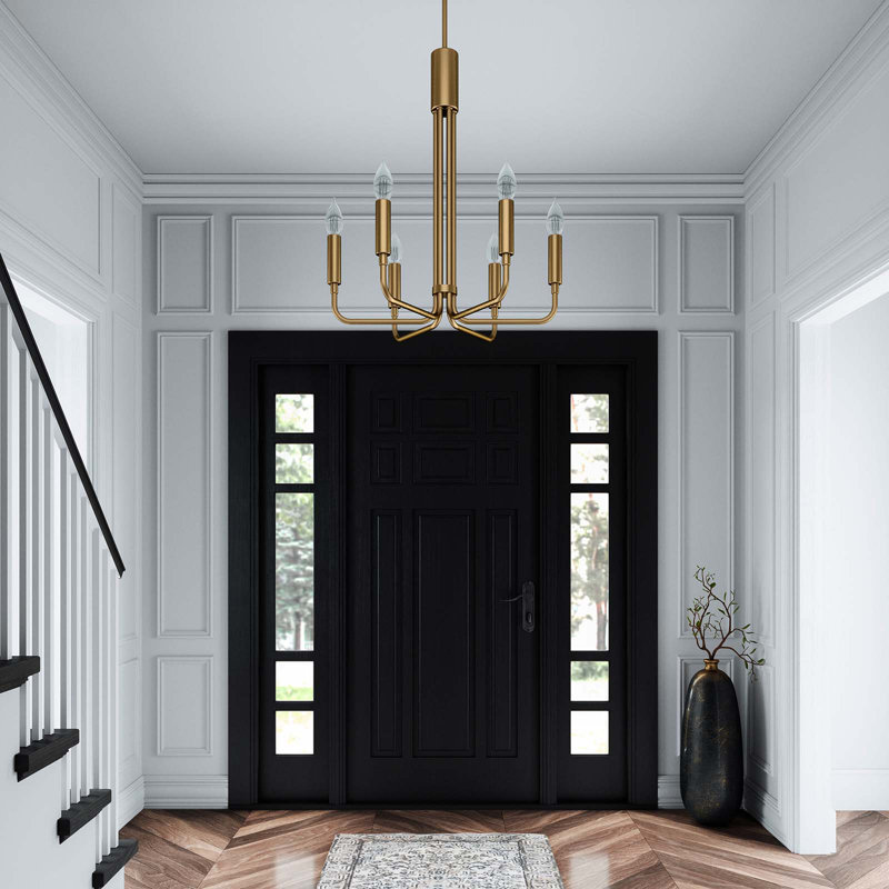 Modway Rekindle 6-Light Chandelier, Satin Brass