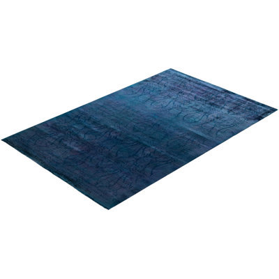 Tapis mauve en laine noué à la main de style moderne et contemporain Caylor 5 pi 0 po x 8 pi 0 po