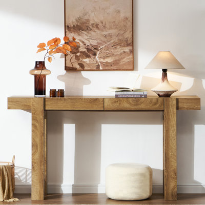 63'' Console Table Modern Minimalist Style Wooden Table for Entryway Hallway & Living Room With 2 Drawers