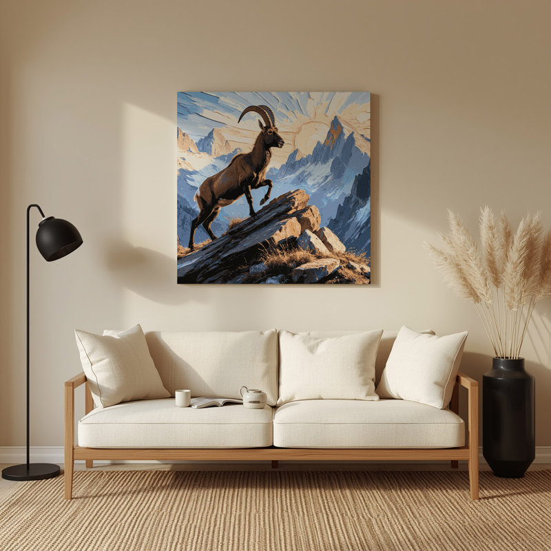 Faune, bouquetin gris, art mural en métal, H 16 po x l 16 po