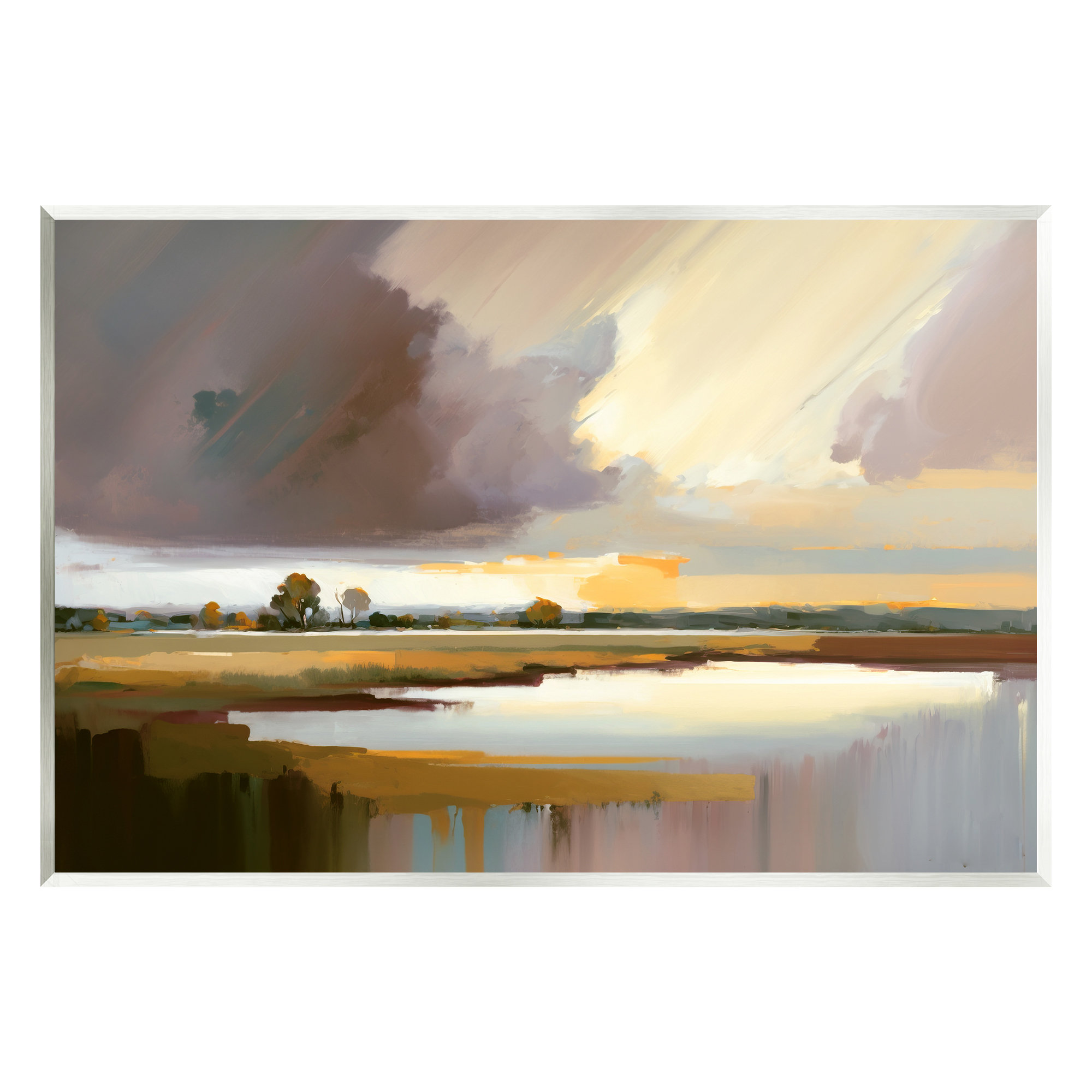 Stupell Industries Abstract Lake Painting Wall Plaque Art Design By ...