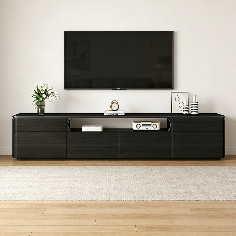 Meuble télé Modern, H 25,6 po x L 94,48 po x l 15,75 po, Noir