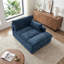 Chaise longue surdimensionnée en chenille bleue avec accoudoirs et coussins décoratifs-1717313532
