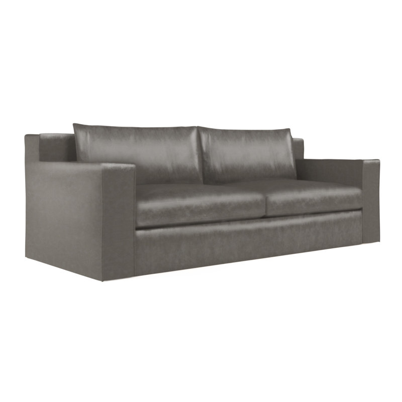 Causeuse Mulberry, Ponce rétro en cuir, H 33 po x l 72 po x p 45 po, Patiné