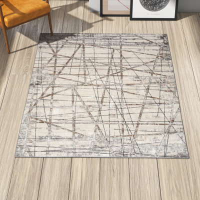 Prindle Abstract Grey Silver Area Rug